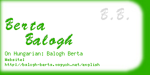 berta balogh business card